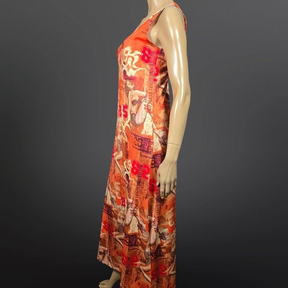 Vintage 90s Y2K Pinup Girl Print Blokette Varsity Numbers Maxi Dress size M/L - Picture 6 of 12